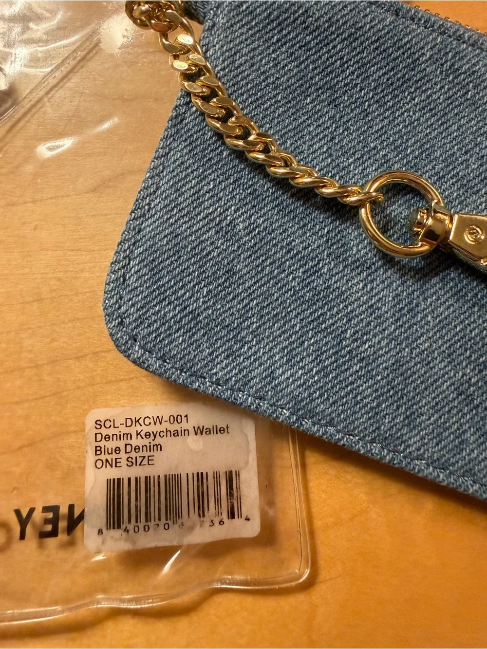 Stoney Clover Lane Denim Blue Key & Card Holder with Gold Chain